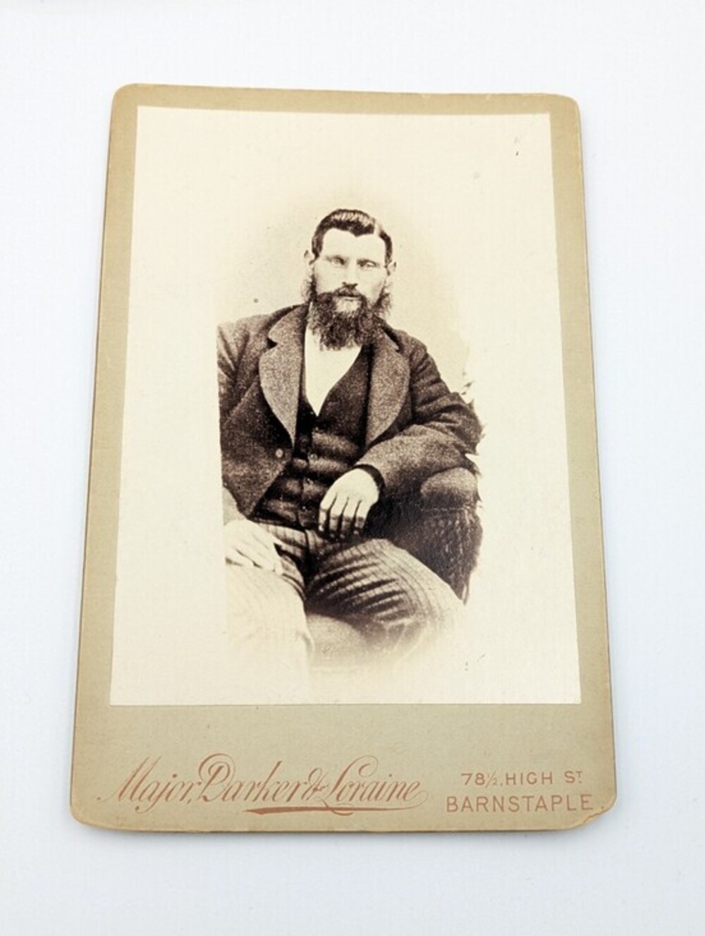 Antique Victorian cabinet card handsome bearded man